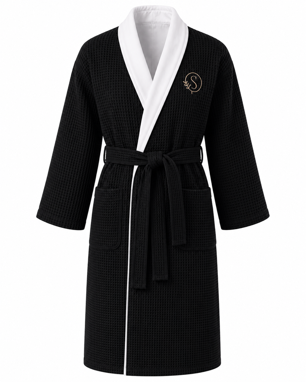 Premium double-layer cotton bathrobe in Black - Serene Comfort Australia