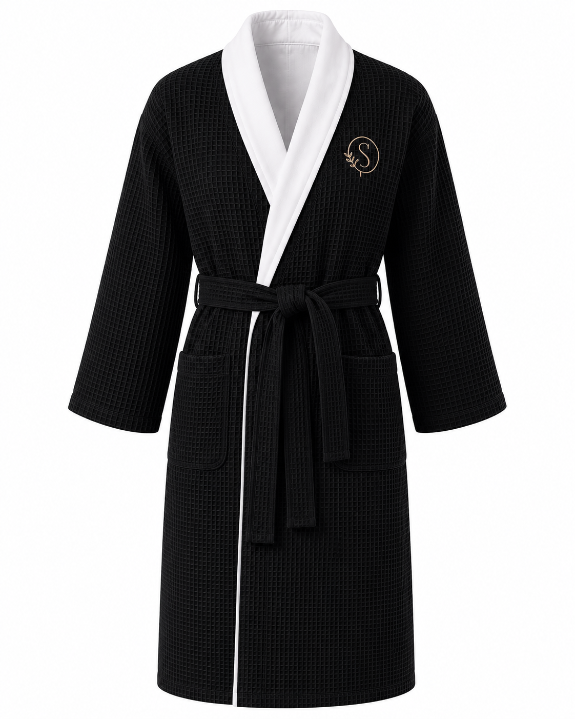 Premium double-layer cotton bathrobe in Black - Serene Comfort Australia