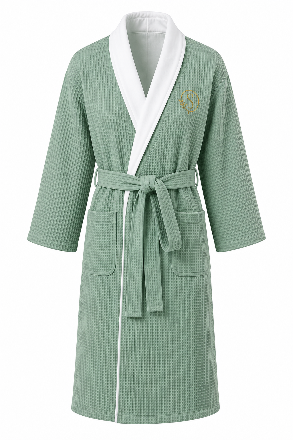 Premium double-layer cotton bathrobe in Sage Green - Serene Comfort Australia